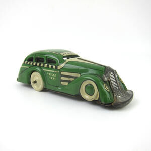 Vintage MARX Wind Up Tin Toy Green Tricky Taxi Cab Car 1930s